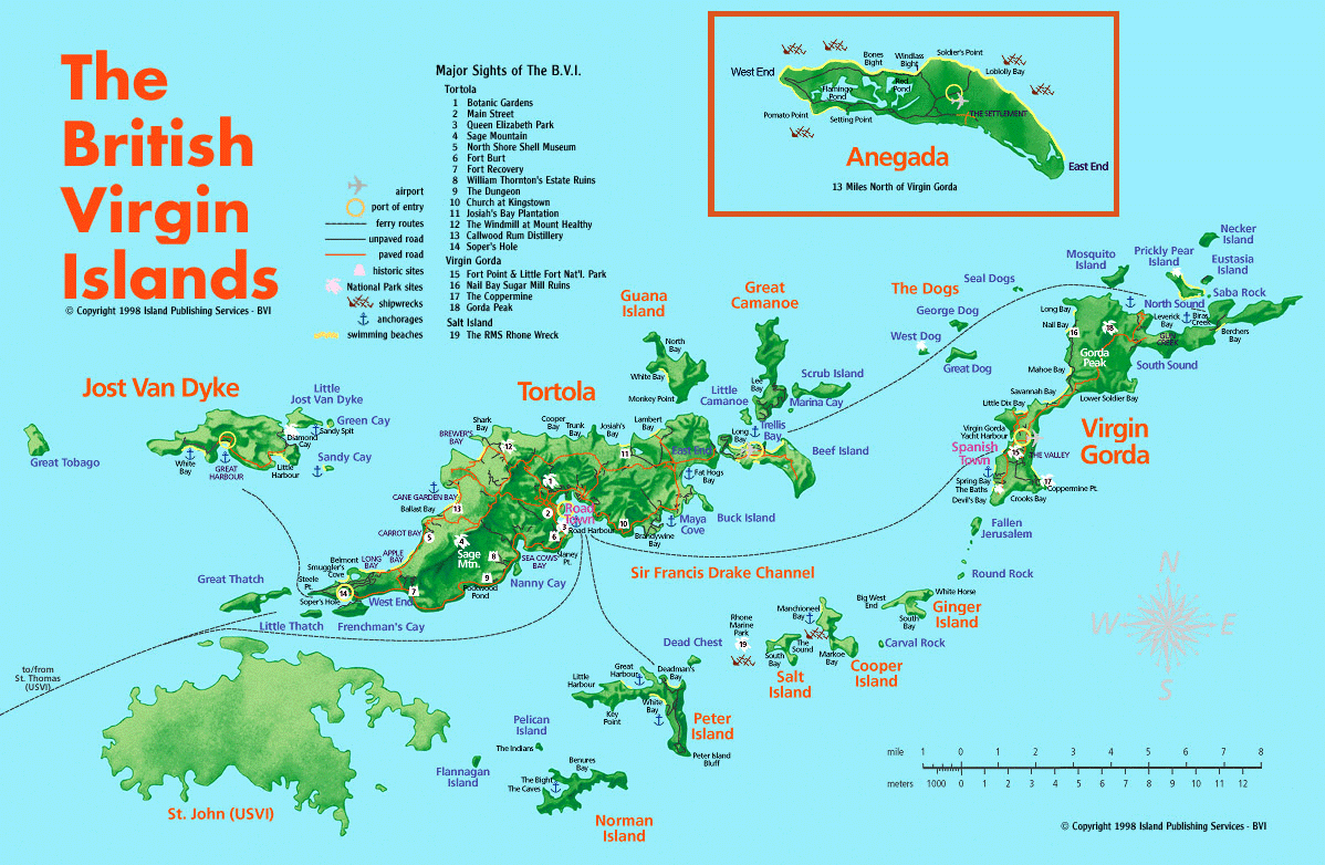 British Virgin Islands Tourist Map